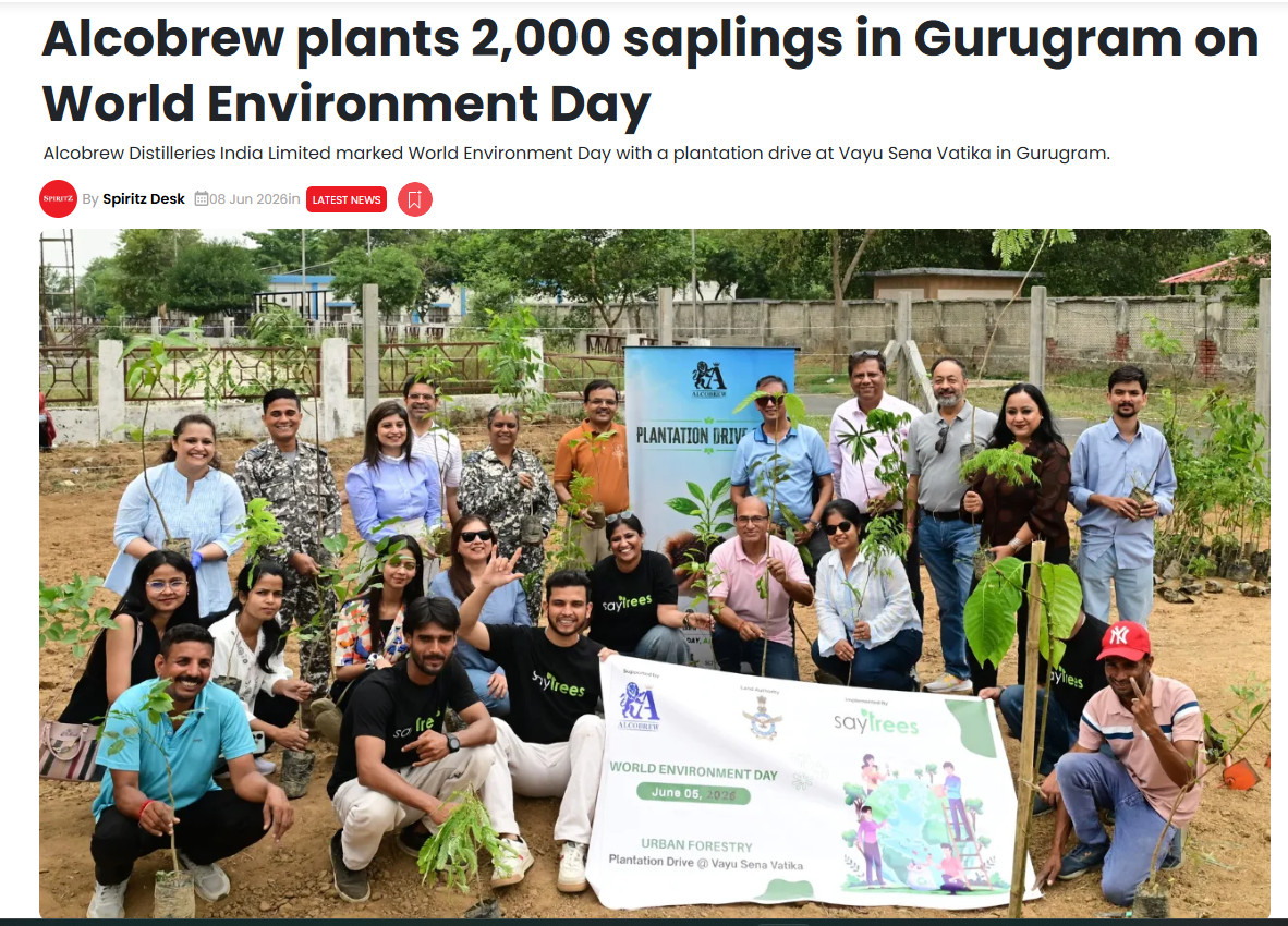 Alcobrew Plants 2,000 Saplings in Gurugram on World Environment Day
